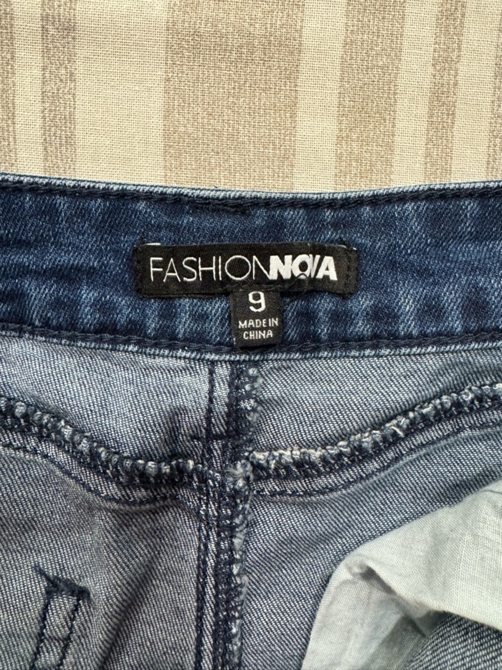 Fashion Nova Light to Medium Blue Distressed Denim Shorts - Picture 3 of 3